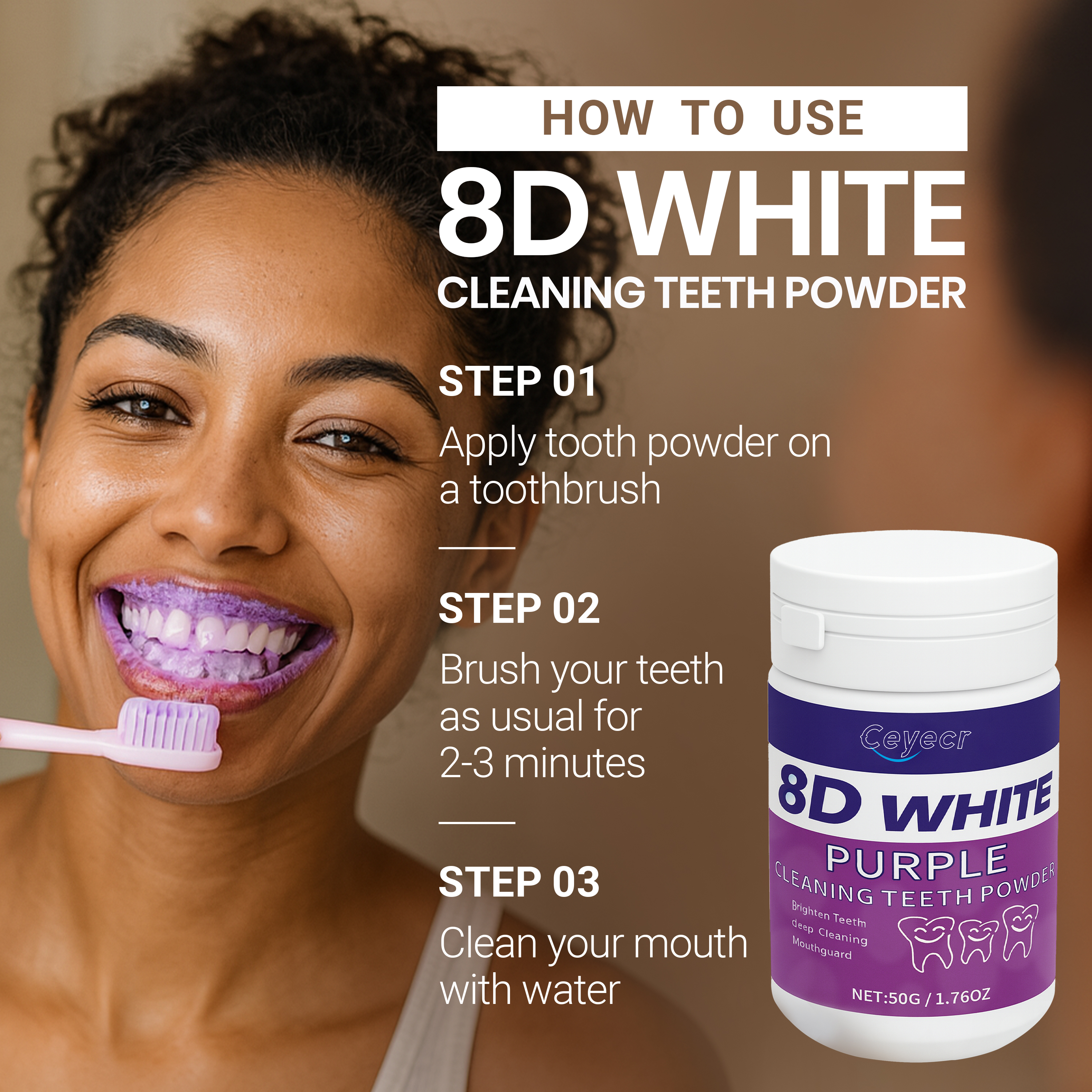 8D white Teeth Whitening Powde - огляд і ціна Teeth Whitening Co