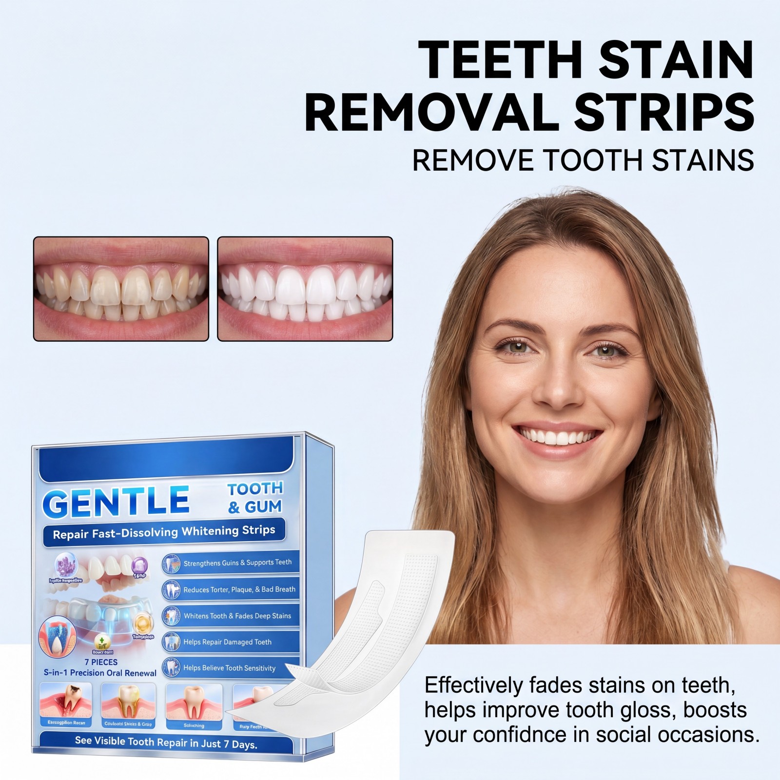 Gentle Tooth & Gum Whitening S - огляд і ціна Teeth Whitening Strips Crest